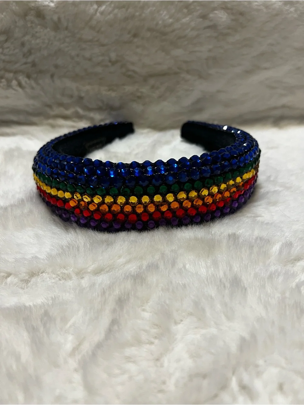 Rainbow Rhinestone Velvet Headband